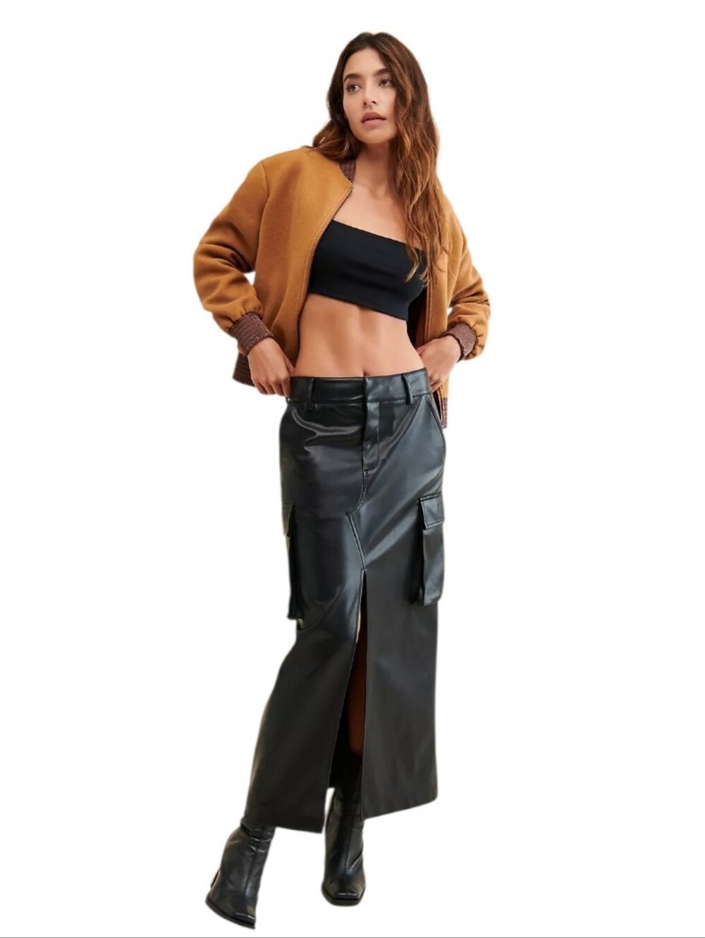 Avec Les Filles | Cargo Vegan Leather Skirt Size Small